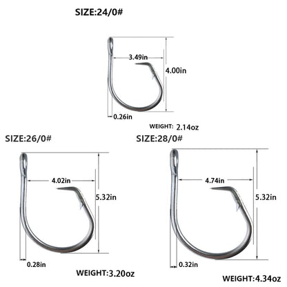 Super Giant Fishing Hook 24/0-28/0 Forged in-line Circle Hooks Shark & Swordfish &Tuna Hook Stainless Steel Big Game Hook Saltwater