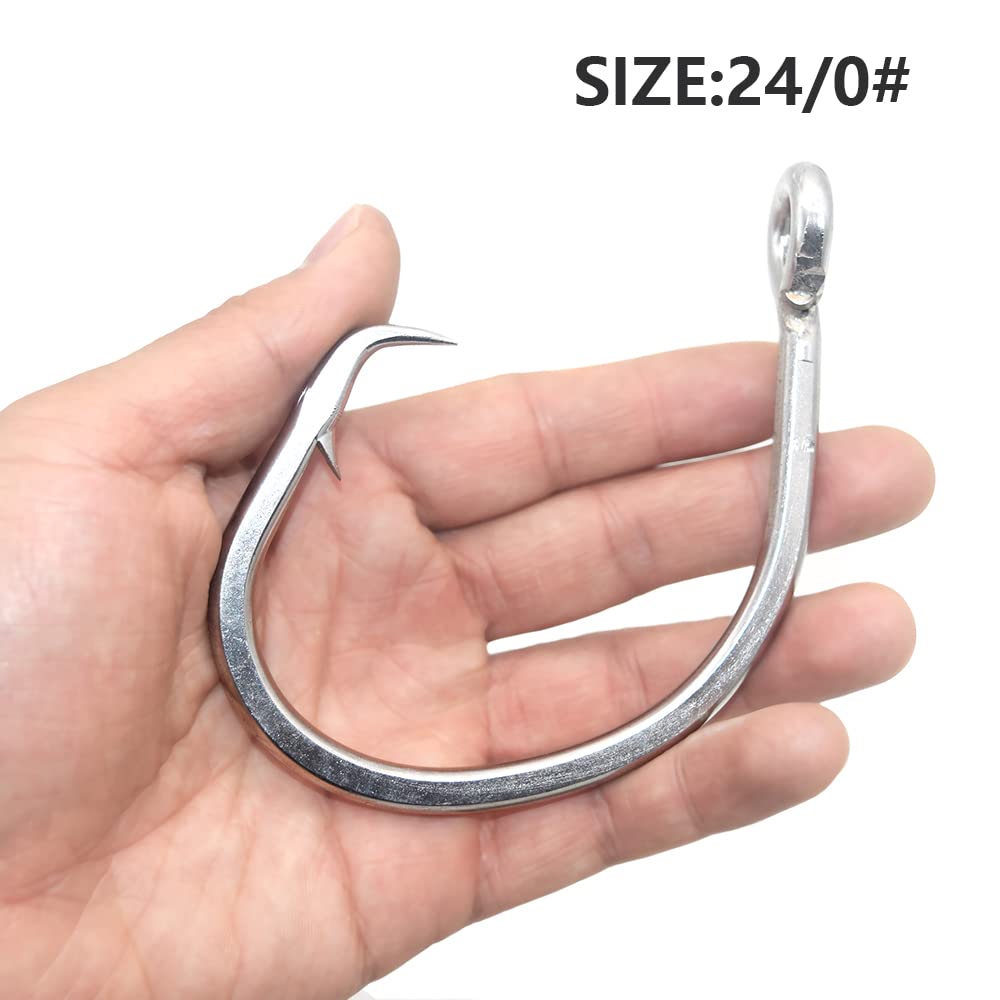 Super Giant Fishing Hook 24/0-28/0 Forged in-line Circle Hooks Shark & Swordfish &Tuna Hook Stainless Steel Big Game Hook Saltwater