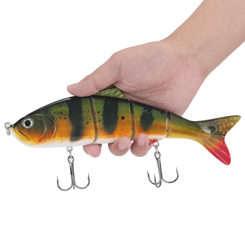 10in Multi Jointed Swimbait Fishing Lures Bait,4 Segment Big Giant Sinking Fishing Bass Lures,Crankbaits Swimbaits with Treble Hook