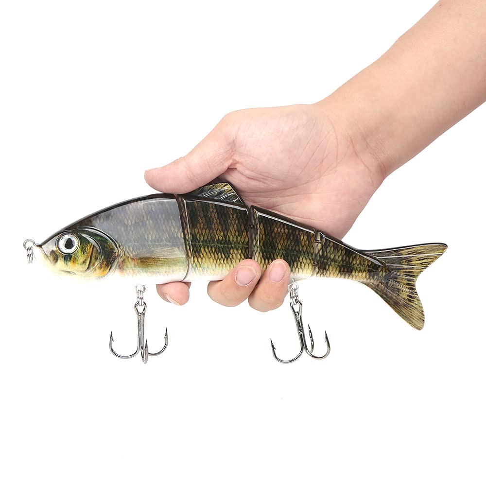10in Multi Jointed Swimbait Fishing Lures Bait,4 Segment Big Giant Sinking Fishing Bass Lures,Crankbaits Swimbaits with Treble Hook
