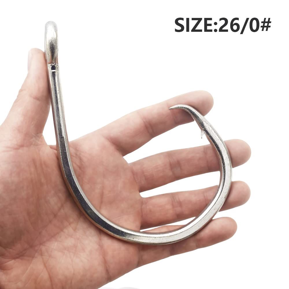 Super Giant Fishing Hook 24/0-28/0 Forged in-line Circle Hooks Shark & Swordfish &Tuna Hook Stainless Steel Big Game Hook Saltwater